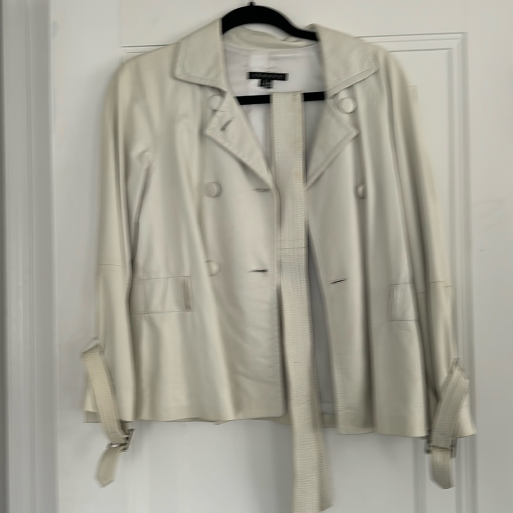 Theory white leather jacket made in Italy